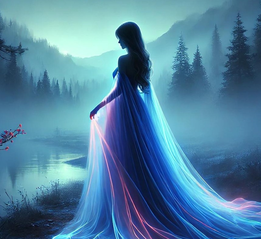 Artwork of a mysterious woman.